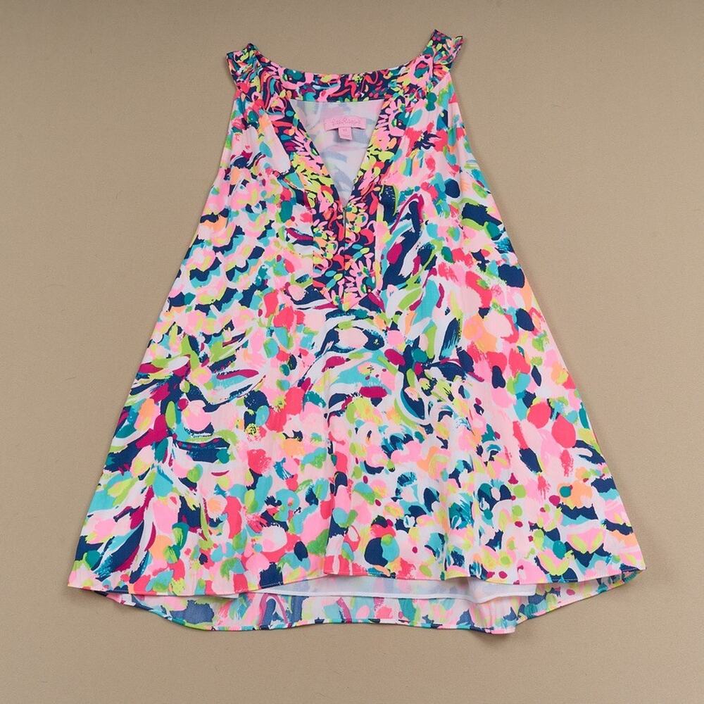 Lilly Pulitzer Achelle Top Blouse PIna Colada Print Sz XS Halter Shirt Colorful